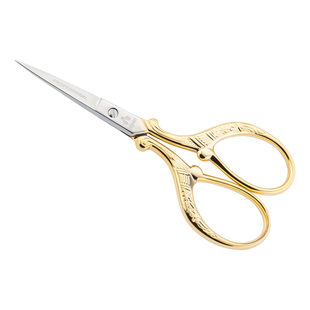 Stickschere, vernickelt, vergoldet, florales Muster, 9.0 cm