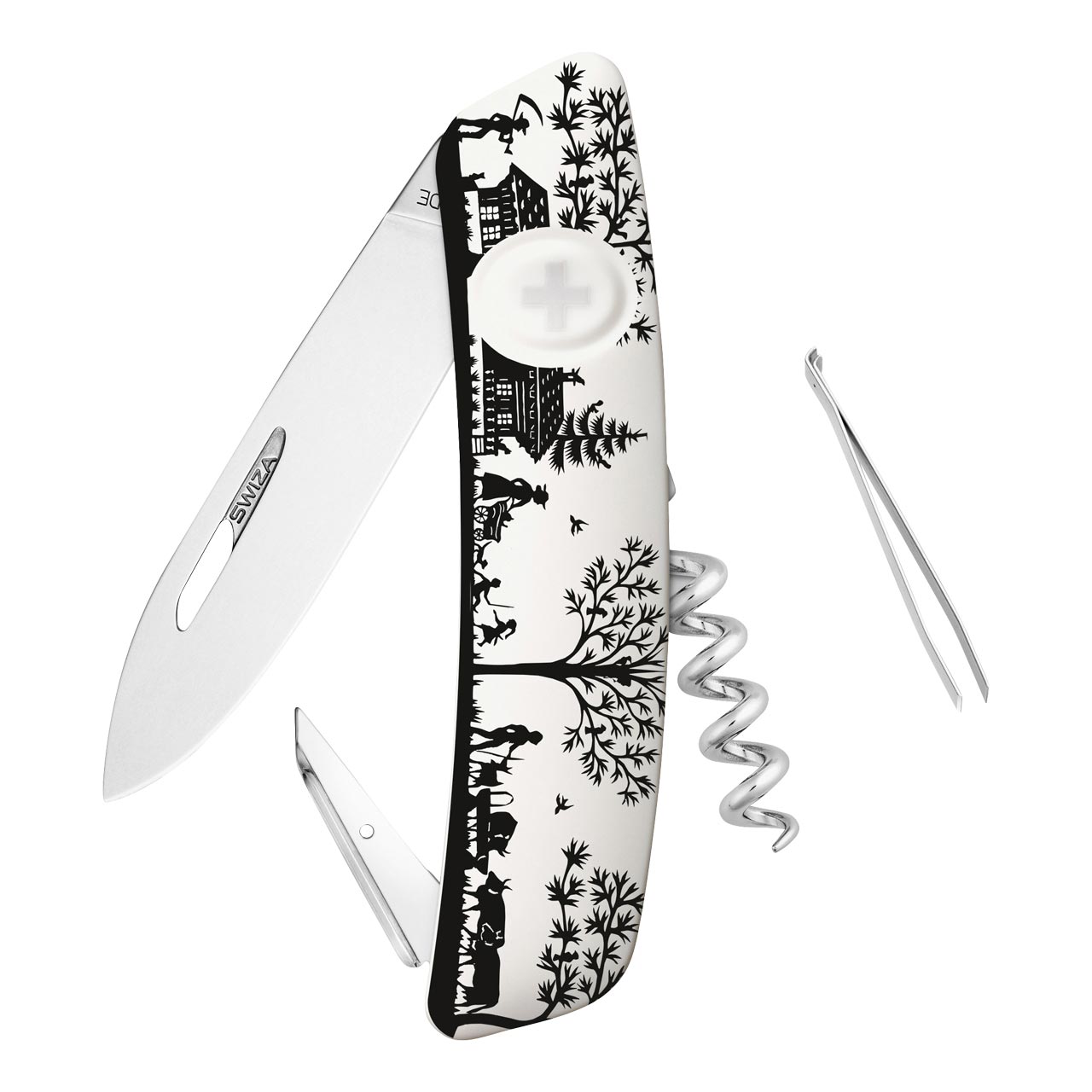 Schweizer Messer D01 weiss Motiv Heimat