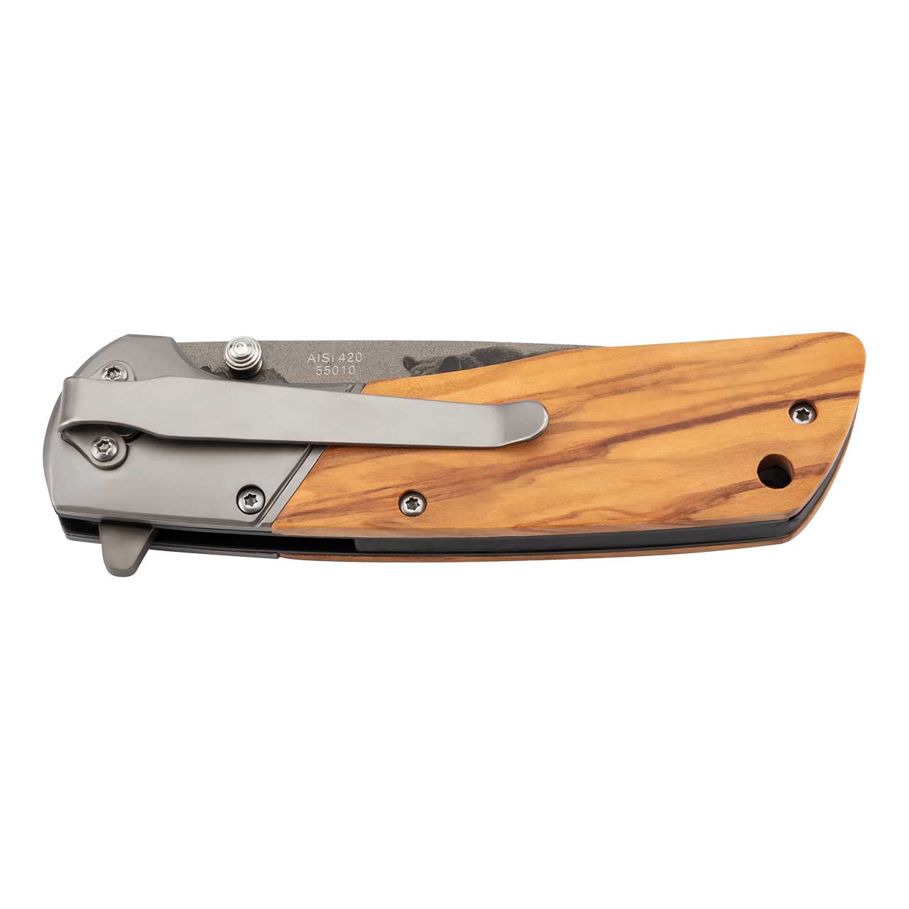 Einhandmesser Olivenholz, Bärenmotiv