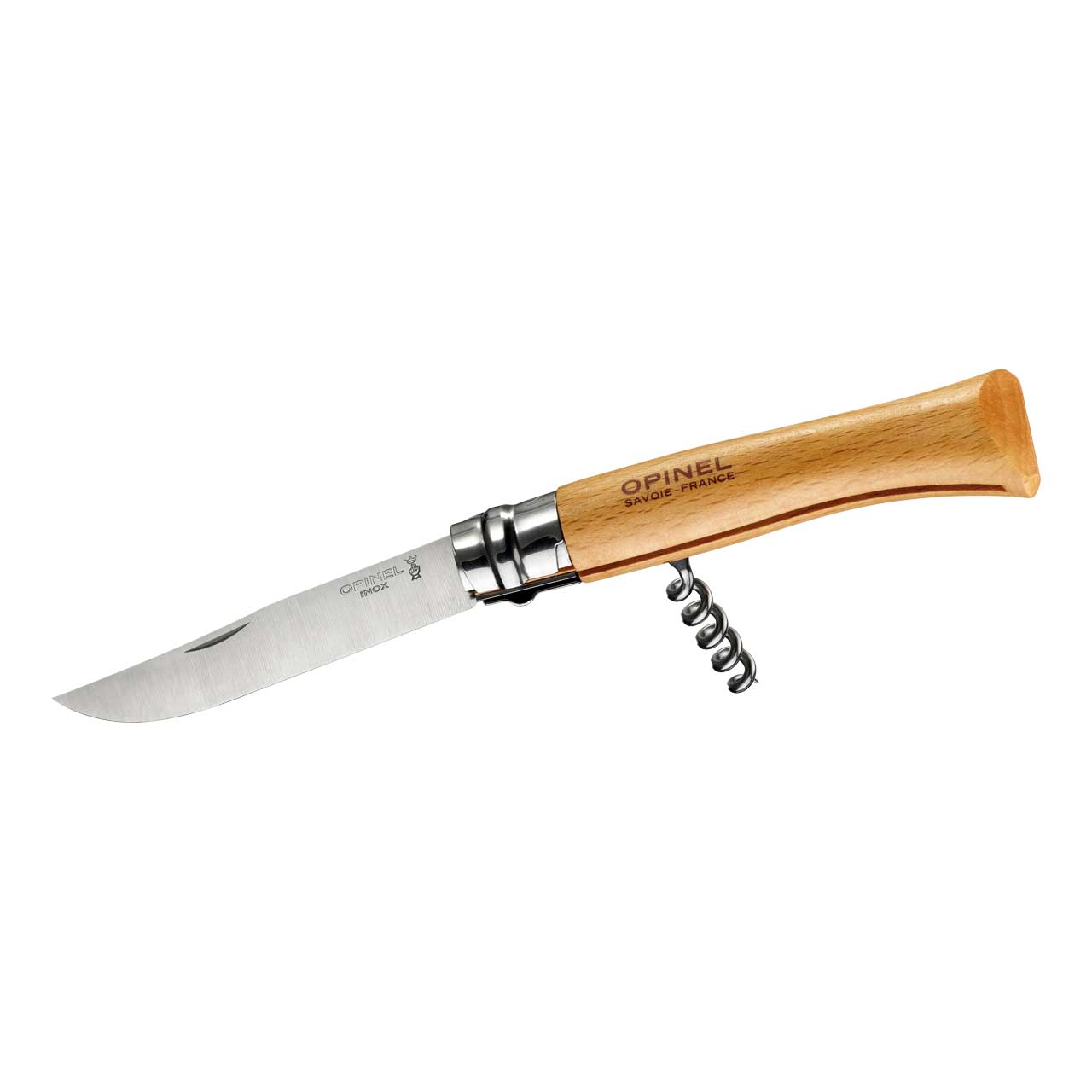 Taschenmesser No 10, rostfrei, Buche, mit Korkenzieher