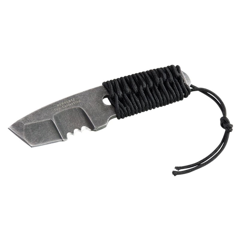 HERBERTZ Top-Collection Neck-Knife, AISI 440-Stahl, Tanto-Klinge, Paracord-Griffwicklung, Kunststoffscheide, Box