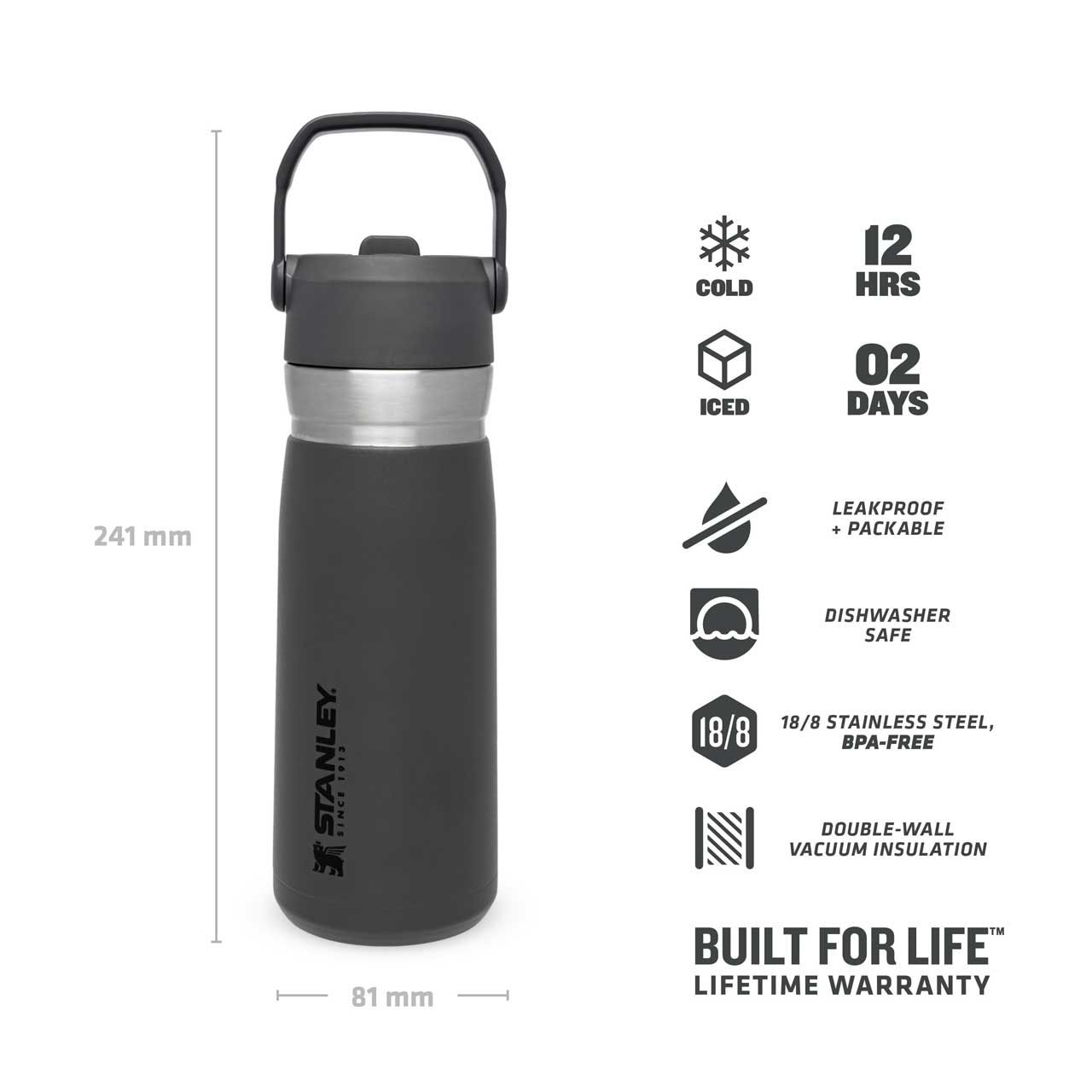 IceFlow Flip Straw Water Bottle 0.65l