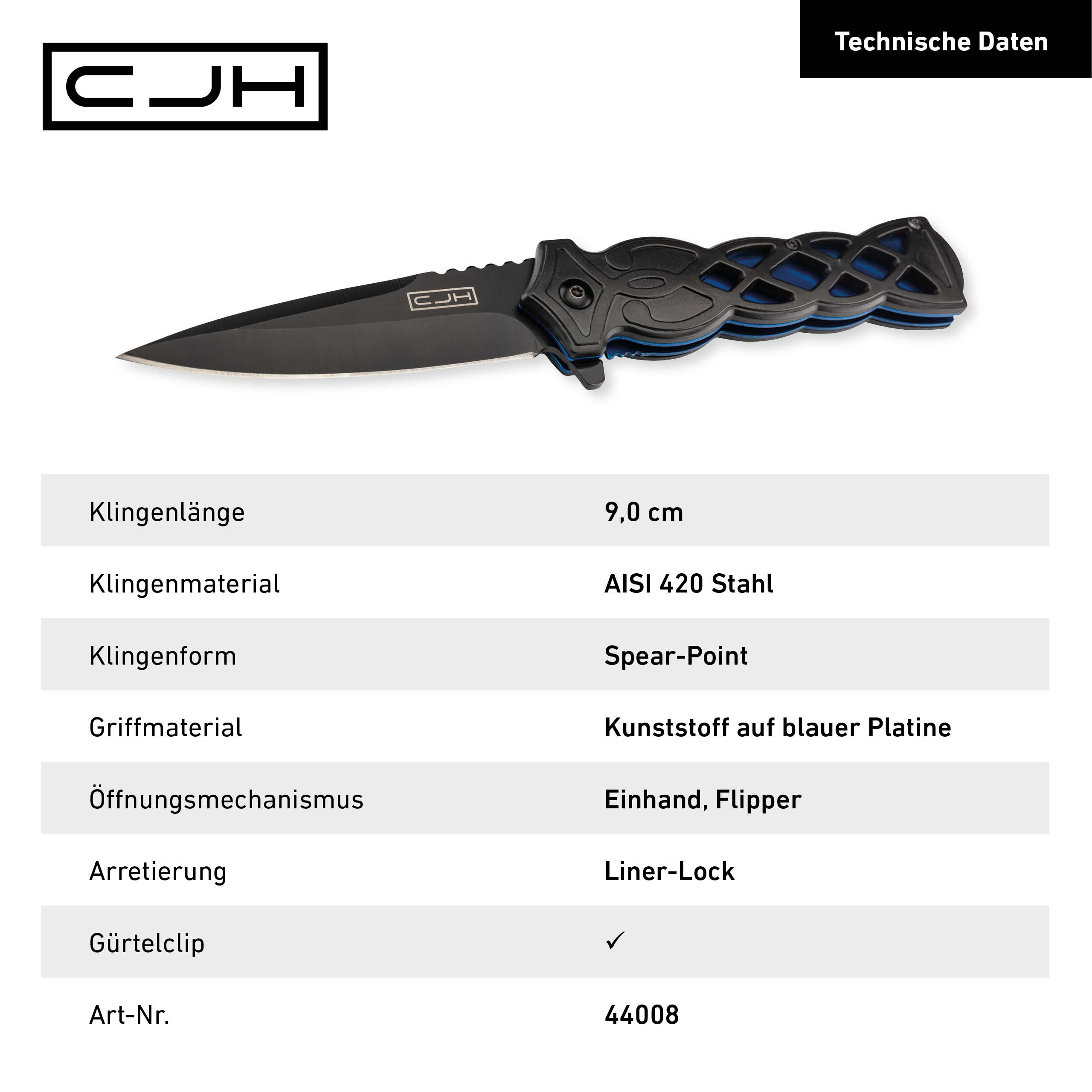 Einhandmesser schwarz/blau