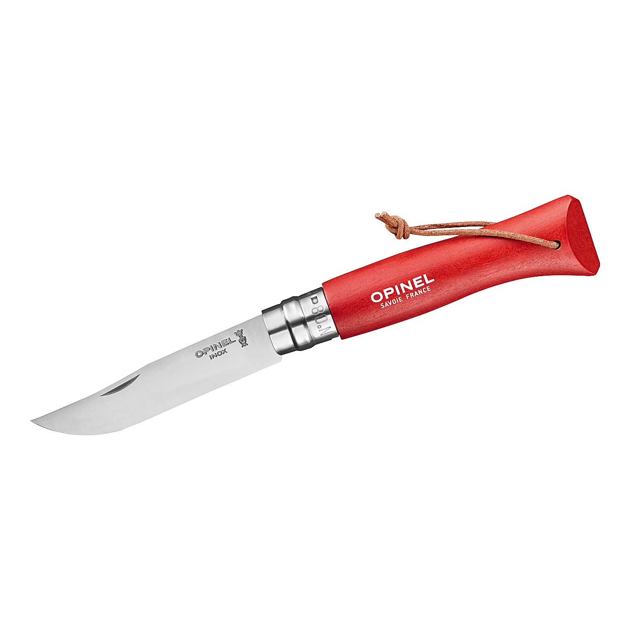 Taschenmesser No 08 COLORAMA, rot, rostfrei, Kordel