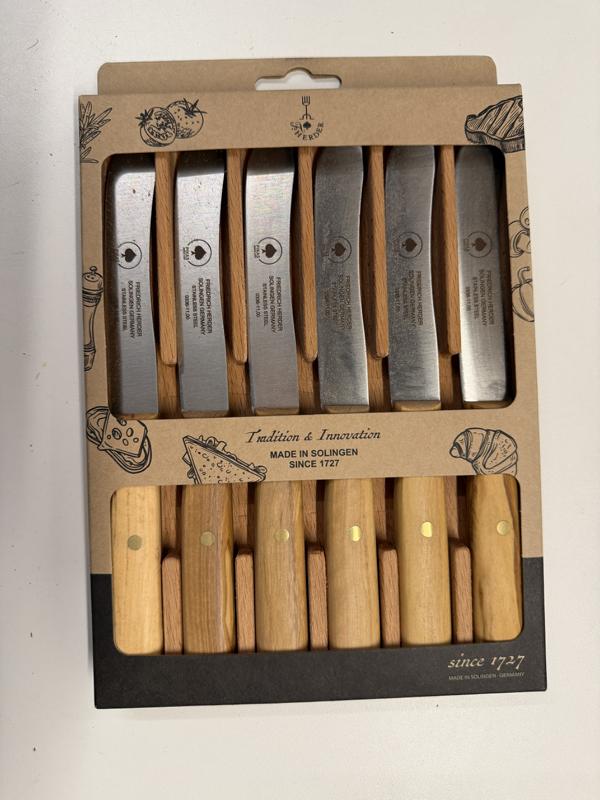 Buckelmesser Holzgriff Olive mit Buche Case 6er